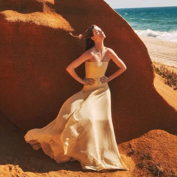 Alexis Yellow Strapless Maxi Dress - Picture 5 of 14